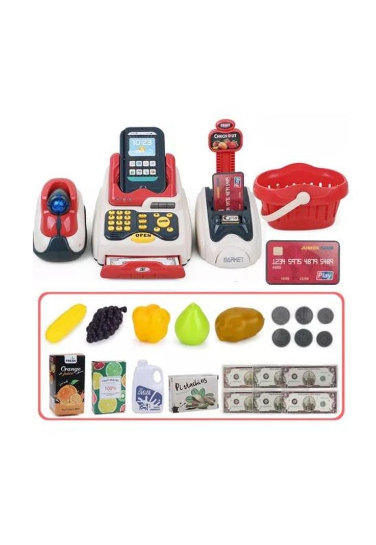 Caja registradora de juguete para niños multicolor-4
