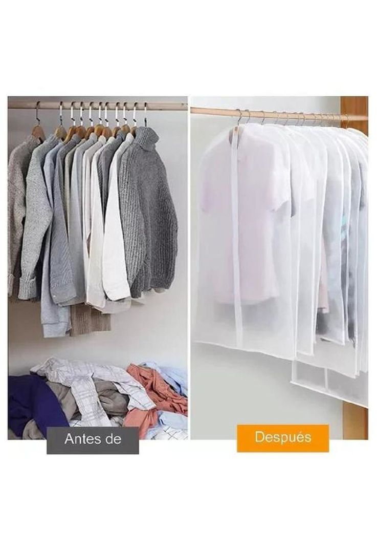 Bolsa colgante para ropa 8 pcs blanca-4