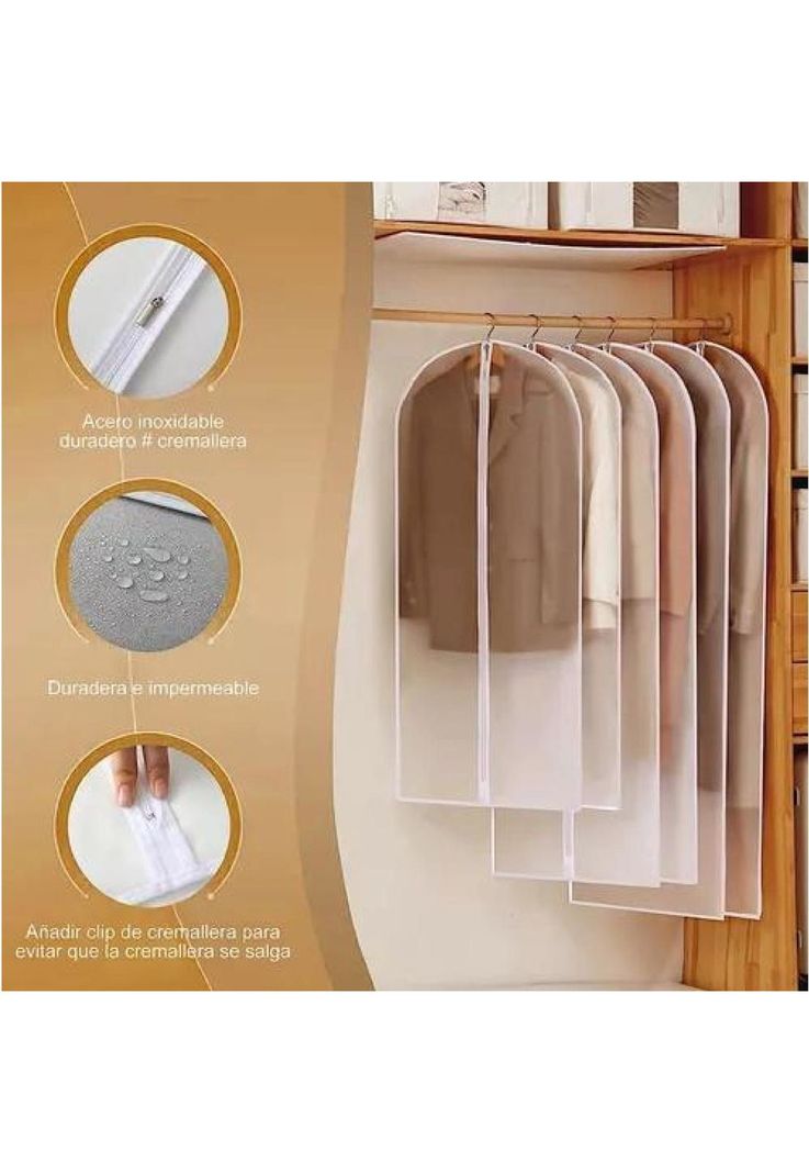 Bolsa colgante para ropa 8 pcs blanca-5
