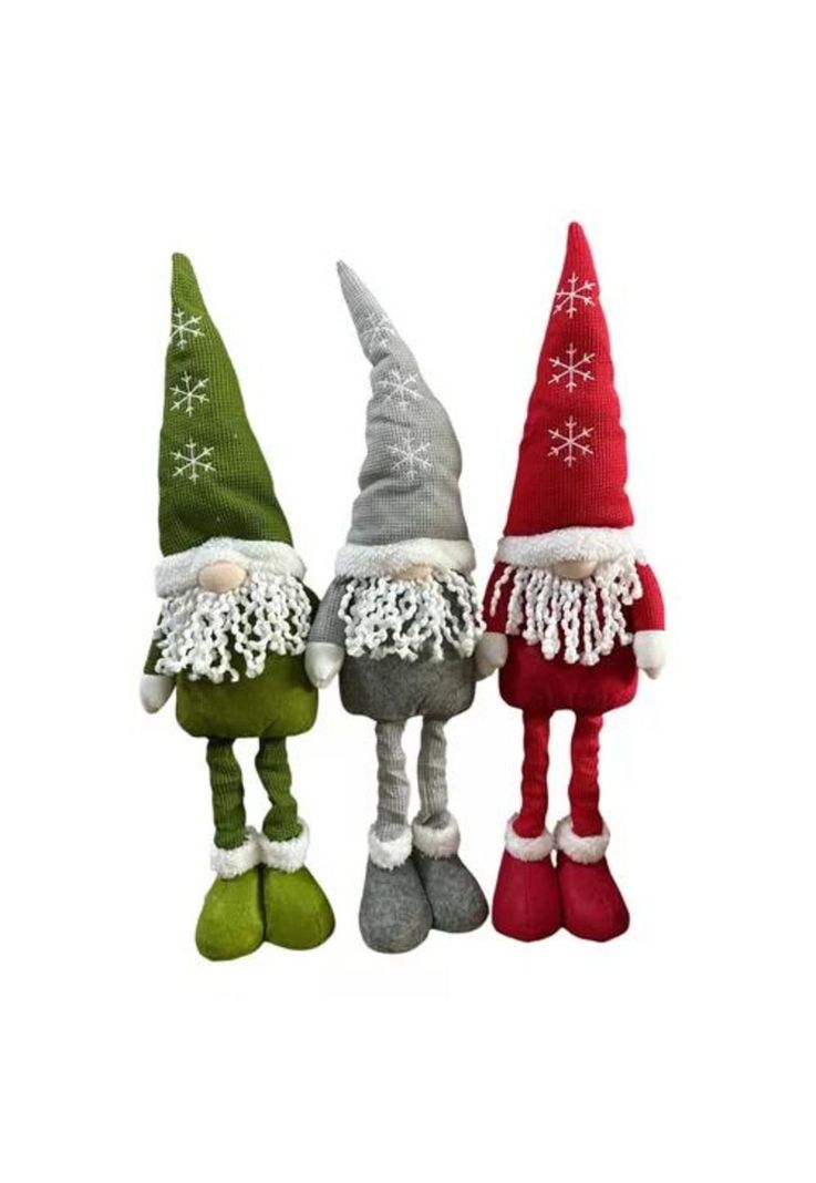 Pack x3 muñecos navideños pata larga pascuero, mono nieve multicolor-0