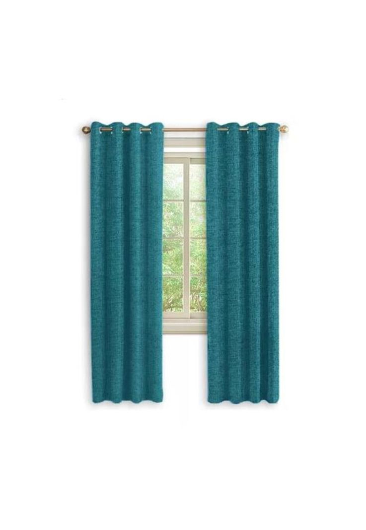 Cortina Blackout 100% 2 Paños 140x220cm Textura Lino Turquesa-0