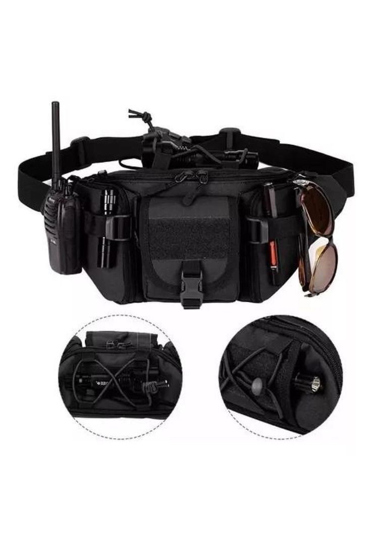 Banano de senderismo trekking outdoor táctico militar negro-4
