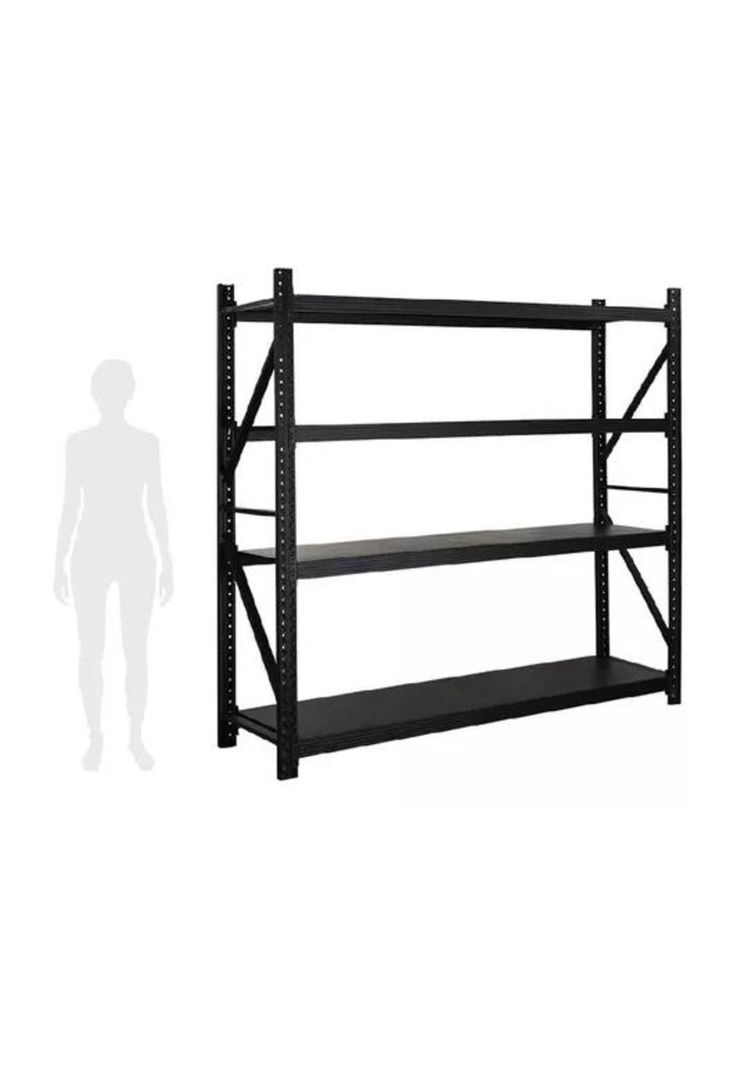 Estante Metálico Negro Rack 200x200x60cm 800kg Armado Rápido-1