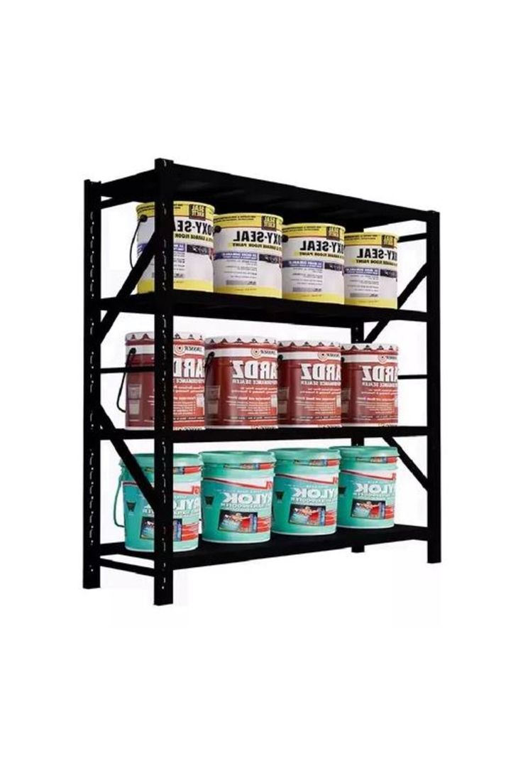 Estante Metálico Negro Rack 200x200x60cm 800kg Armado Rápido-2
