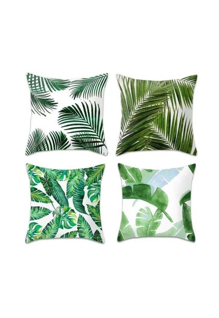 Pack de 4 Fundas de Almohada Cojín con Diseño 45x45 cm Verdes-1
