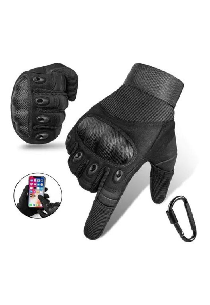 Guantes de Moto con Pantalla Táctil y Mosquetón - Talla M-0