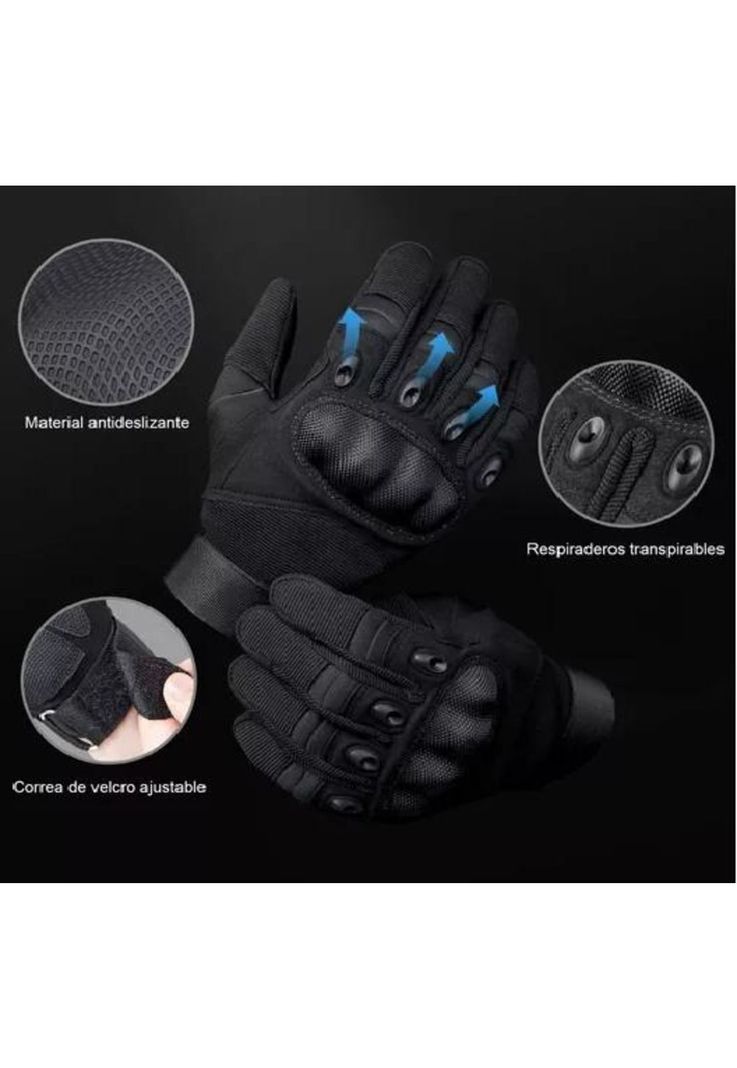 Guantes de Moto con Pantalla Táctil y Mosquetón - Talla M-1