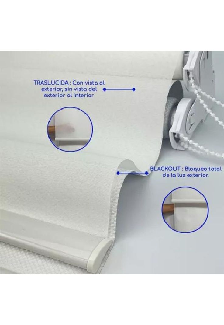 Cortina Roller Blackout 2 Paños 160x240 Doble Visillo Blanco Sin Cenefa-4