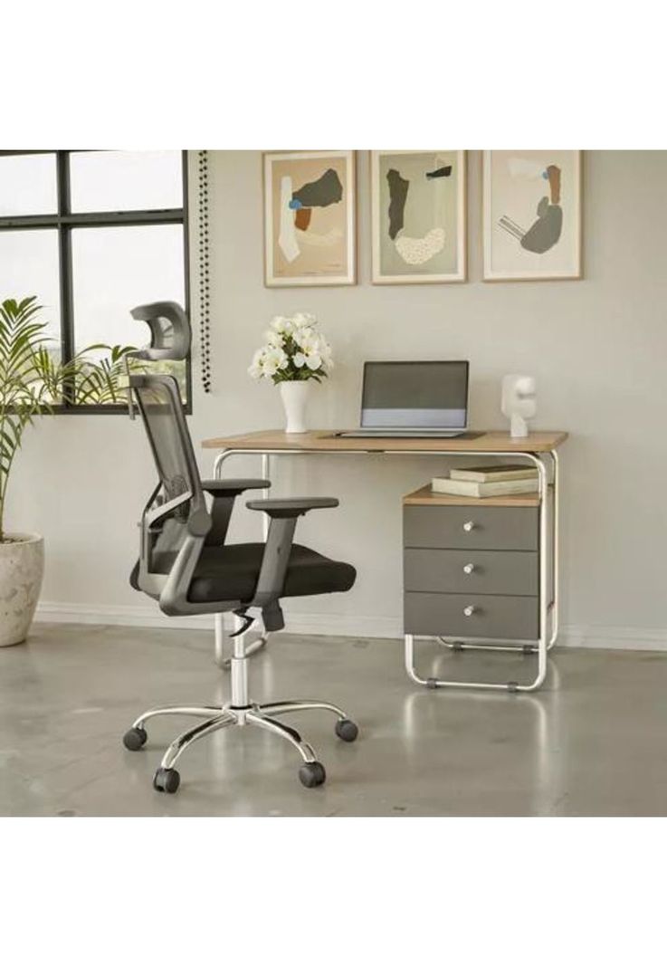 Silla de oficina presidente Ergonomus Delphi base cromada color negro-5