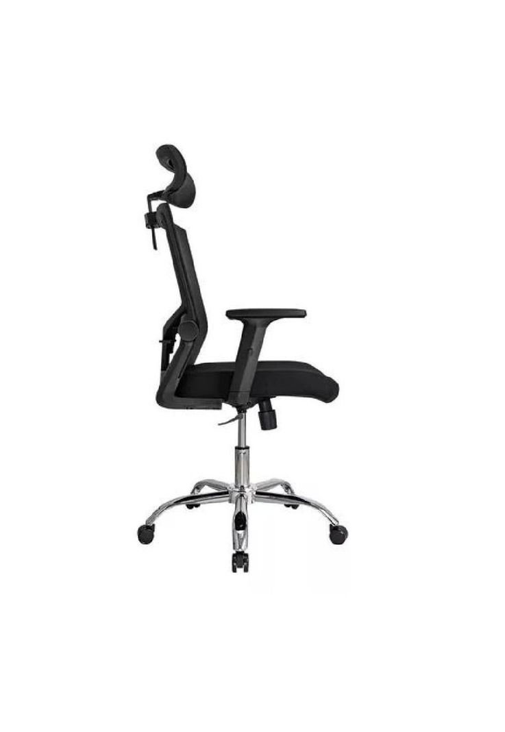 Silla de oficina presidente Ergonomus Delphi base cromada color negro-3