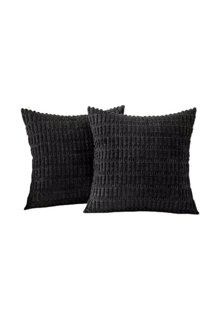 Pack de 2 Fundas de Almohadas Cojín 45x45 cm con Diseño Suave para Sillón y Cama Negro-0