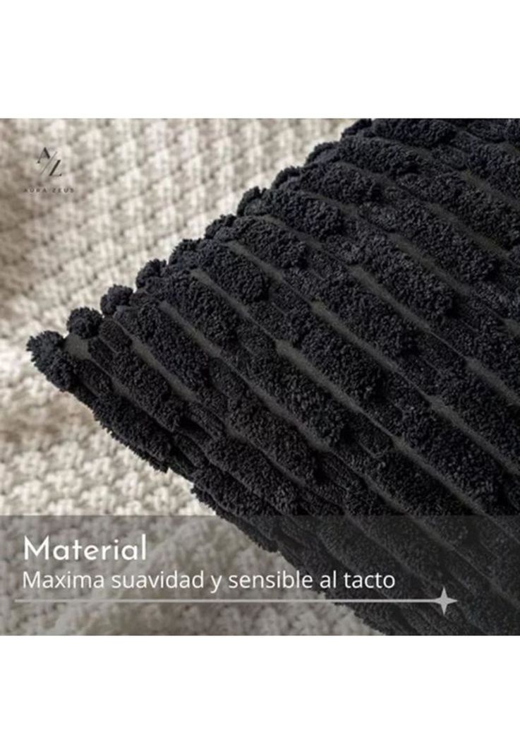 Pack de 2 Fundas de Almohadas Cojín 45x45 cm con Diseño Suave para Sillón y Cama Negro-2