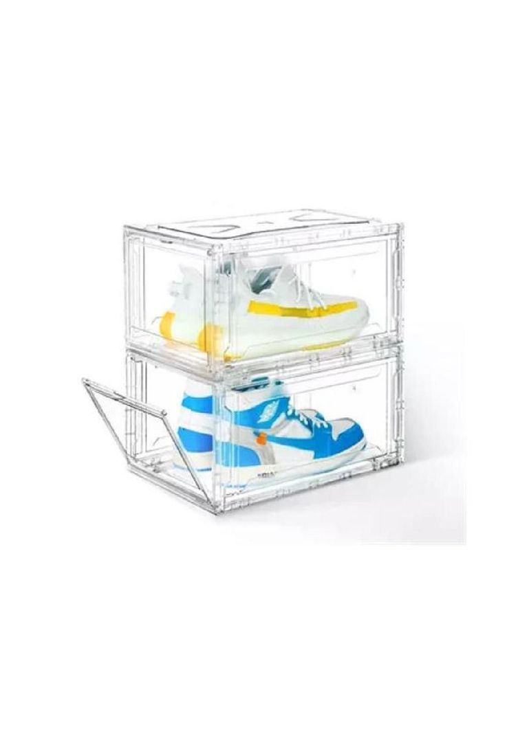 Caja organizadora transparente apilable para zapatos-0