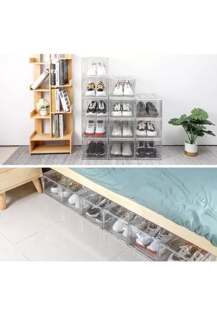 Caja organizadora transparente apilable para zapatos-3