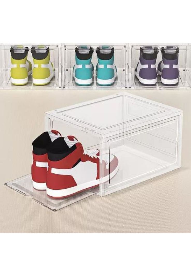 Caja organizadora transparente apilable para zapatos-4