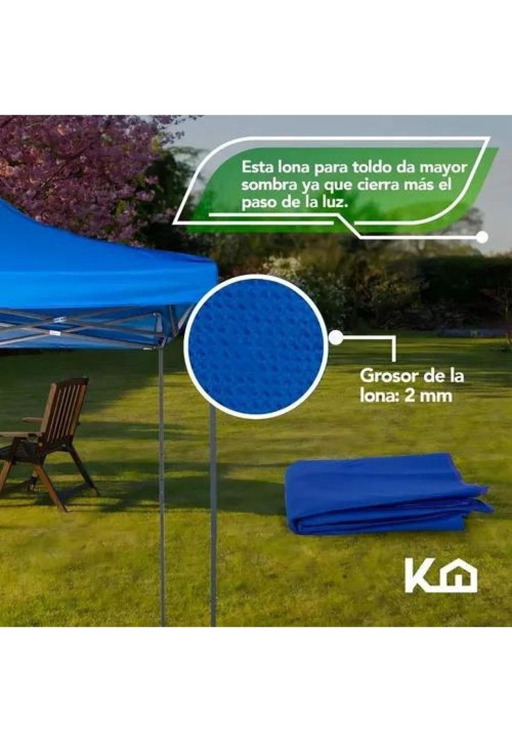 Carpa lona de repuesto para toldo, 3x3 m, impermeable, color blanco-4