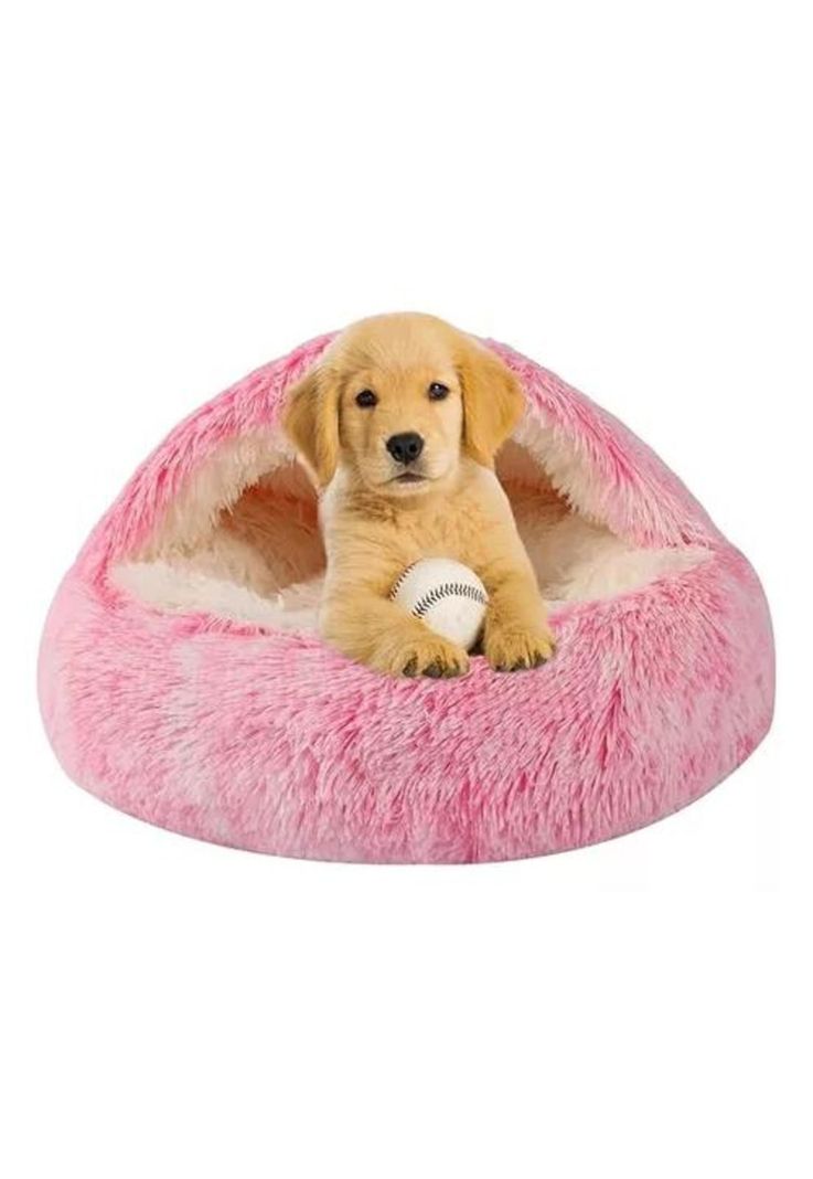 Cama antiestrés premium para mascotas 50 cm rosado-0