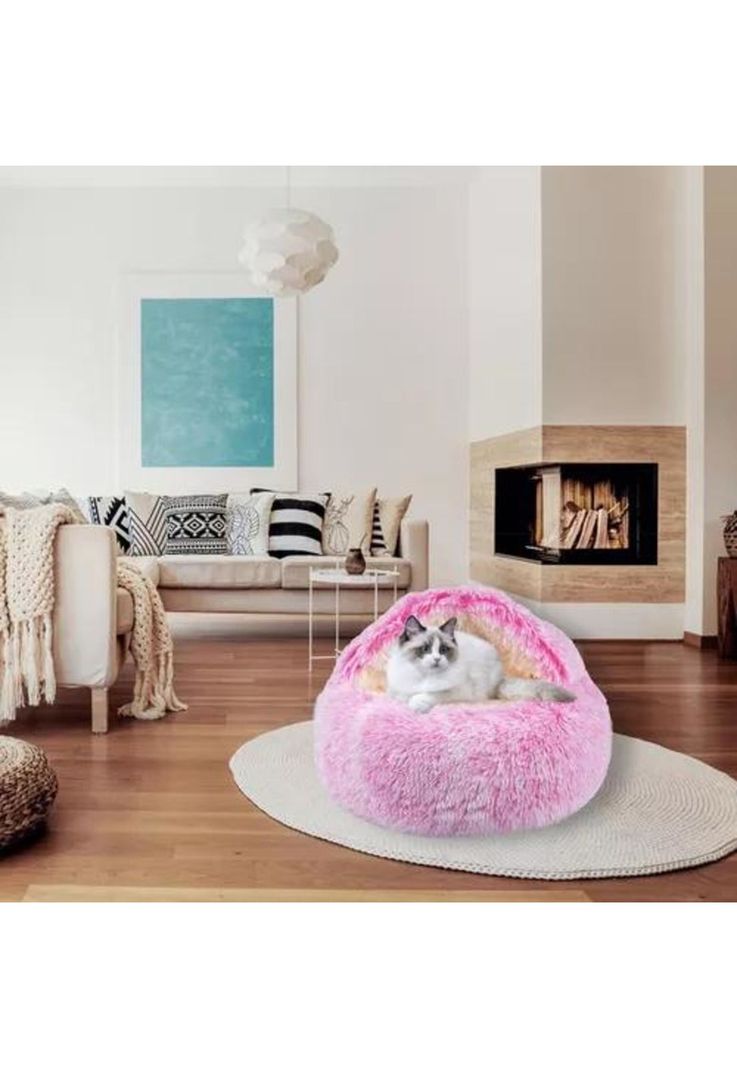 Cama antiestrés premium para mascotas 50 cm rosado-5