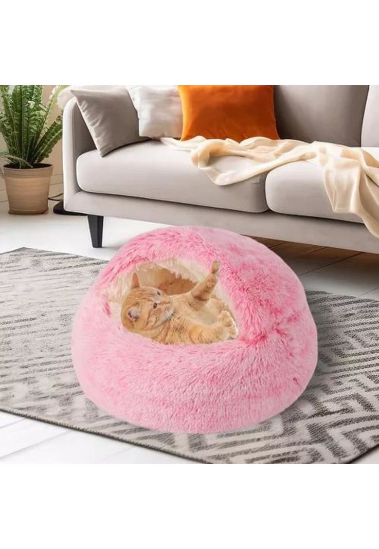 Cama antiestrés premium para mascotas 50 cm rosado-6