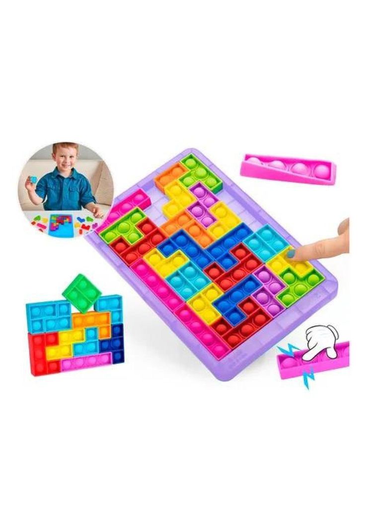 Juego Pop It rompecabeza burbujas bloques Tetris puzzle, púrpura-0