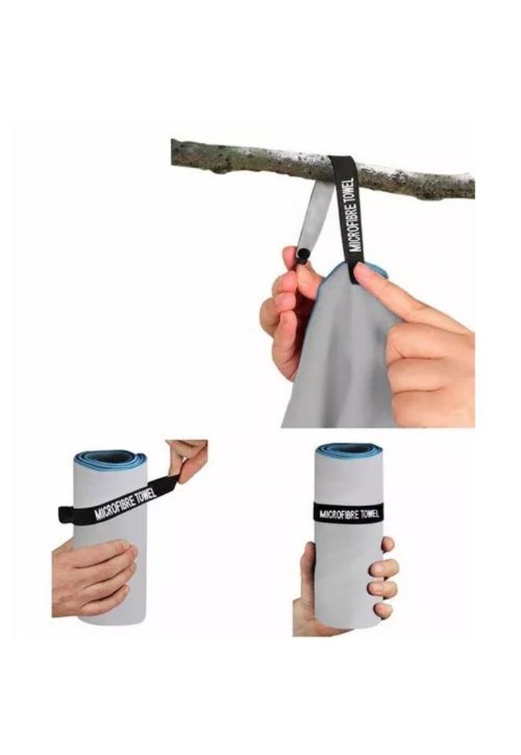 Toalla de baño de viaje de microfibra, secado rápido, 3 piezas, gris-3