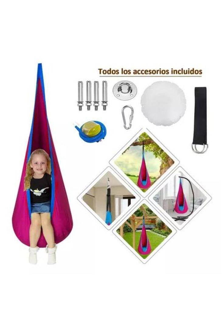 Hamaca columpio sensorial hinchable niños + cojín asiento roja-4