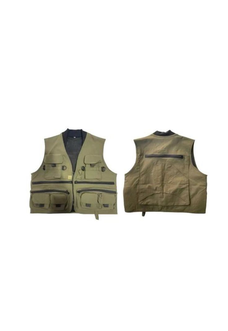 Chaqueta geólogo camping multi bolsillos pesca talla XL, verde-2