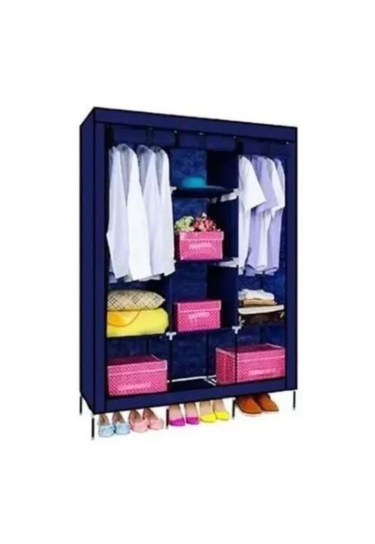 Closet organizador de ropa armable de tela azul-0