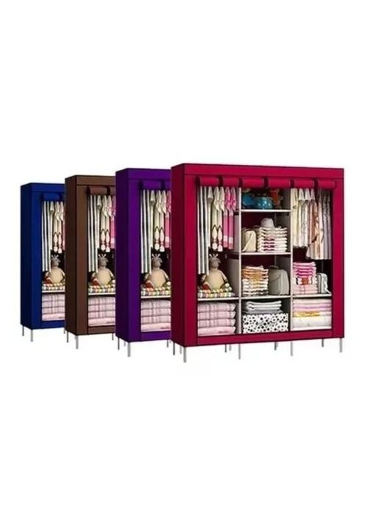Closet organizador de ropa armable de tela azul-1