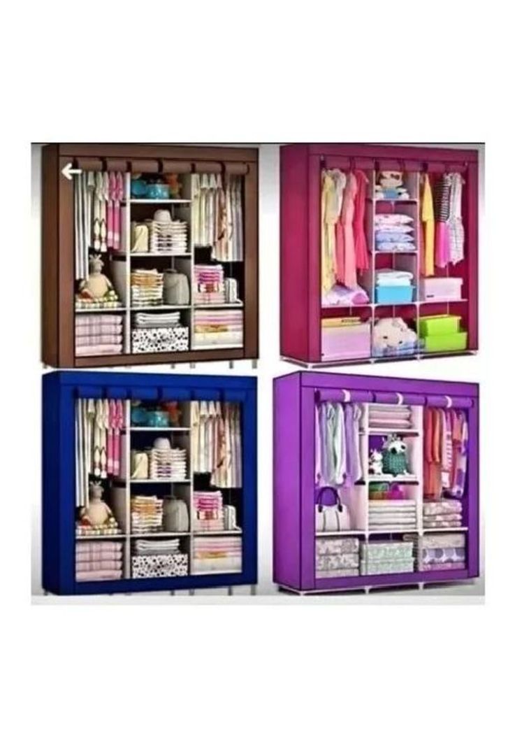 Closet organizador de ropa armable de tela azul-2