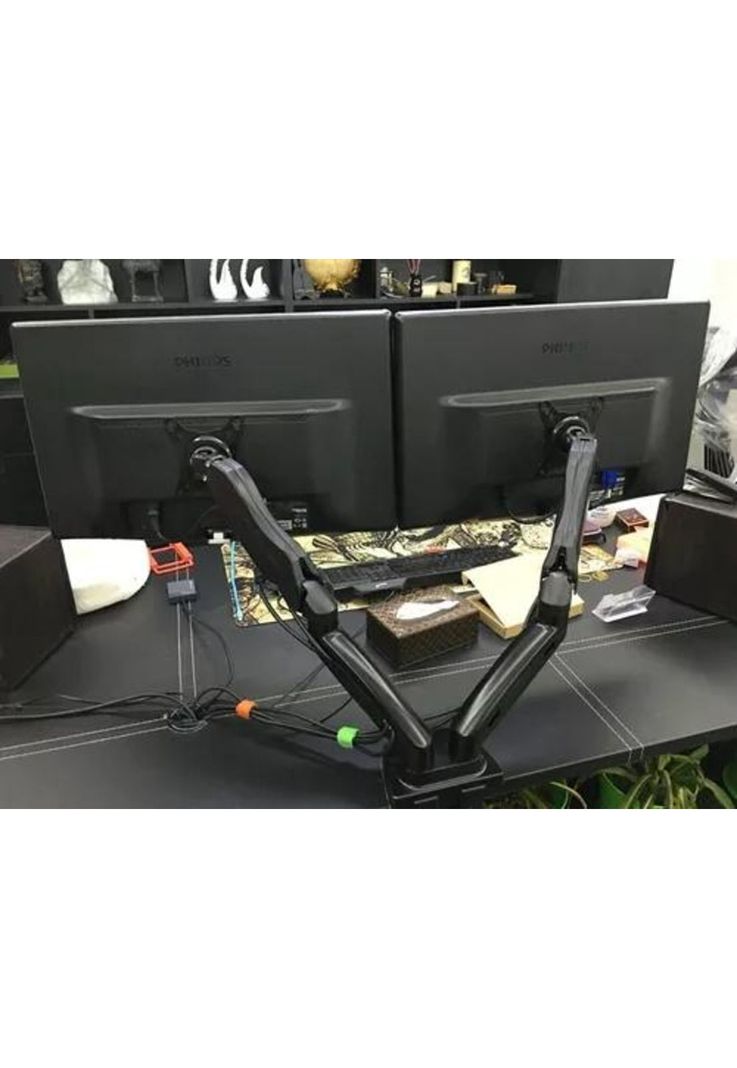 Soporte ergonómico de mesa para TV/monitor 2 brazos negro-4