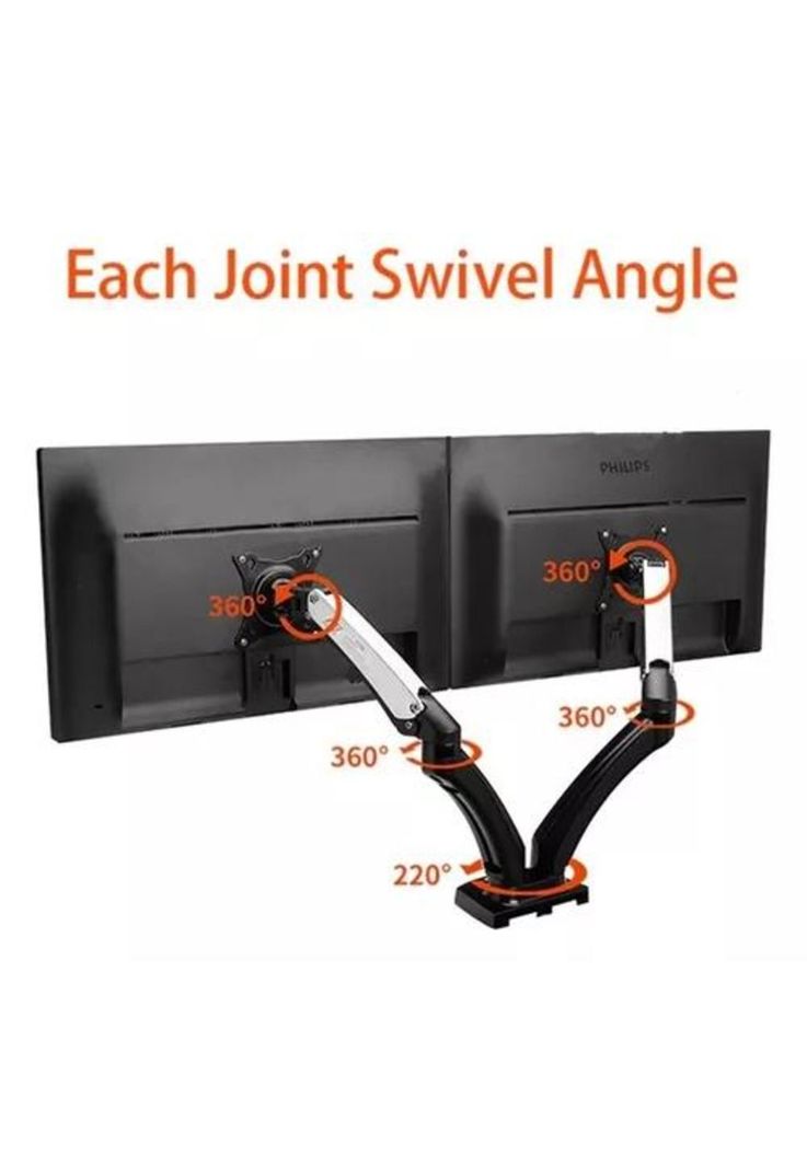 Soporte ergonómico de mesa para TV/monitor 2 brazos negro-6