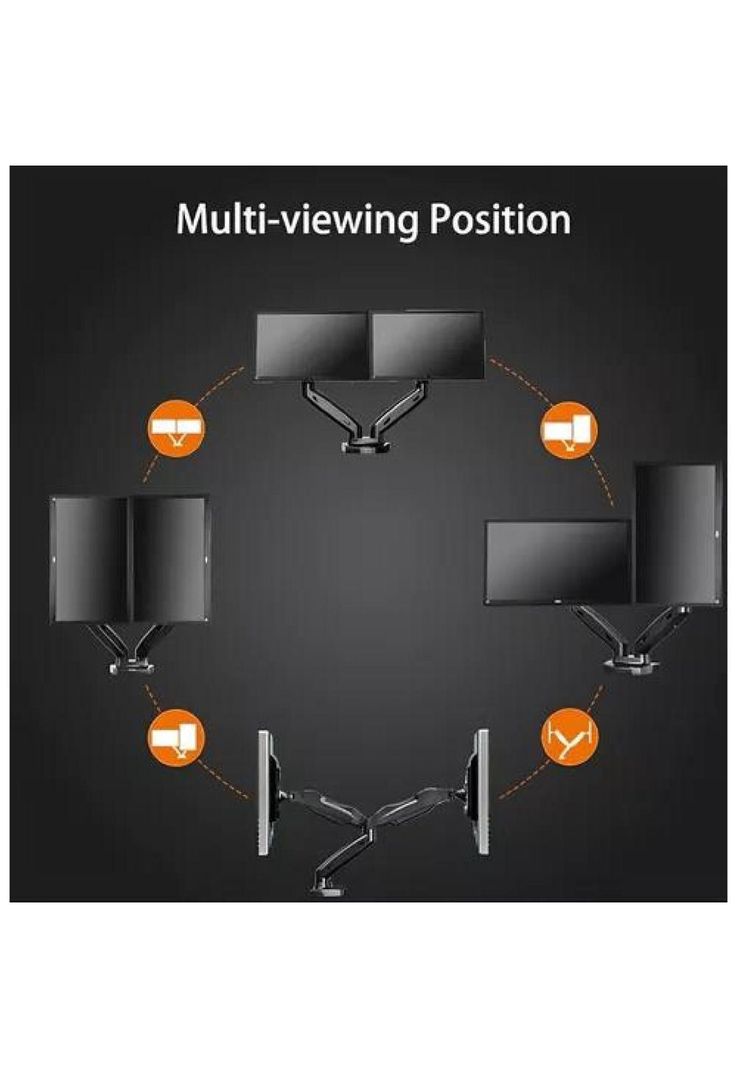Soporte ergonómico de mesa para TV/monitor 2 brazos negro-7