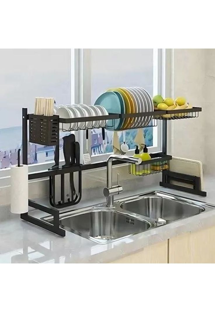 Rack Escurridor para Platos - Seca Vasos, 31.5 cm x 85 cm x 52 cm, 1 Unidad, Negro-1