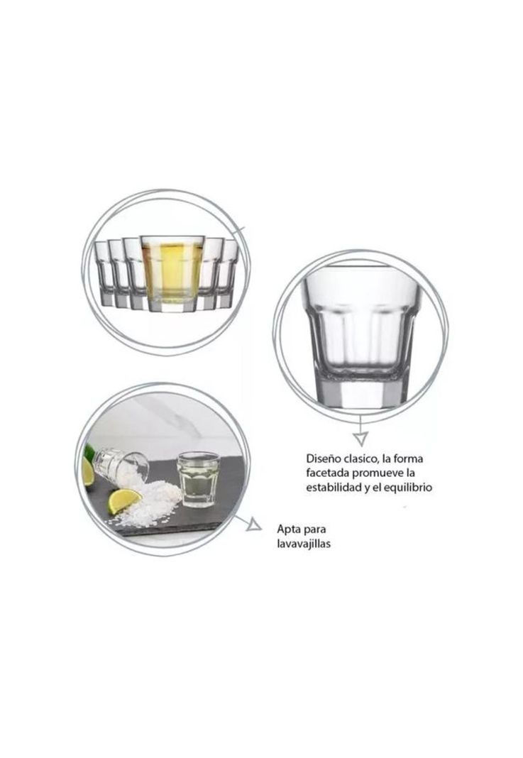 Set 6 Vasos Shot Tequilero Vidrio Vitrineon Transparente-2