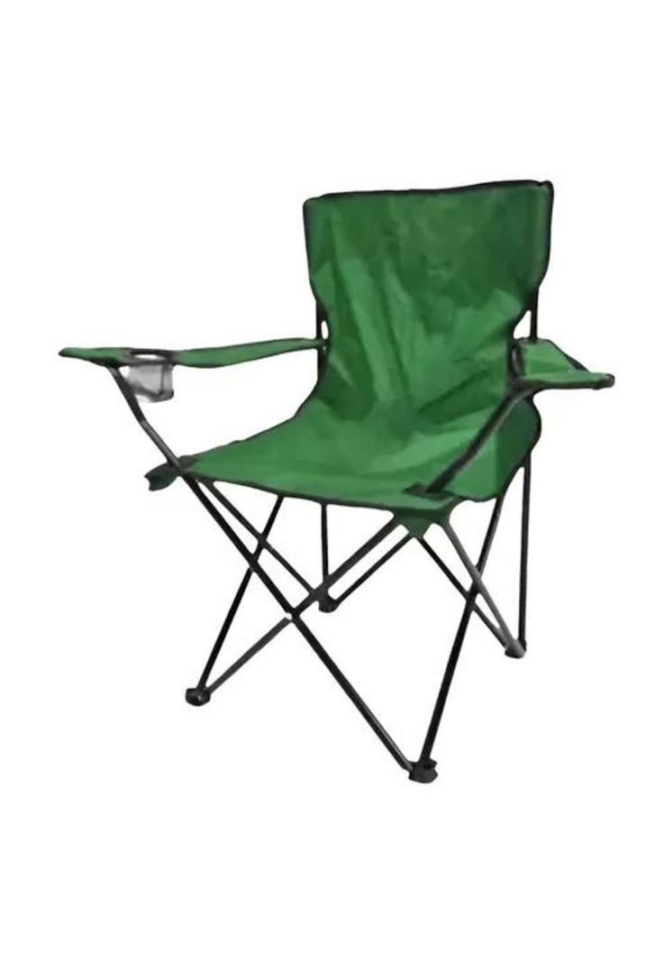 Silla plegable de camping con porta vaso y bolsa verde-0
