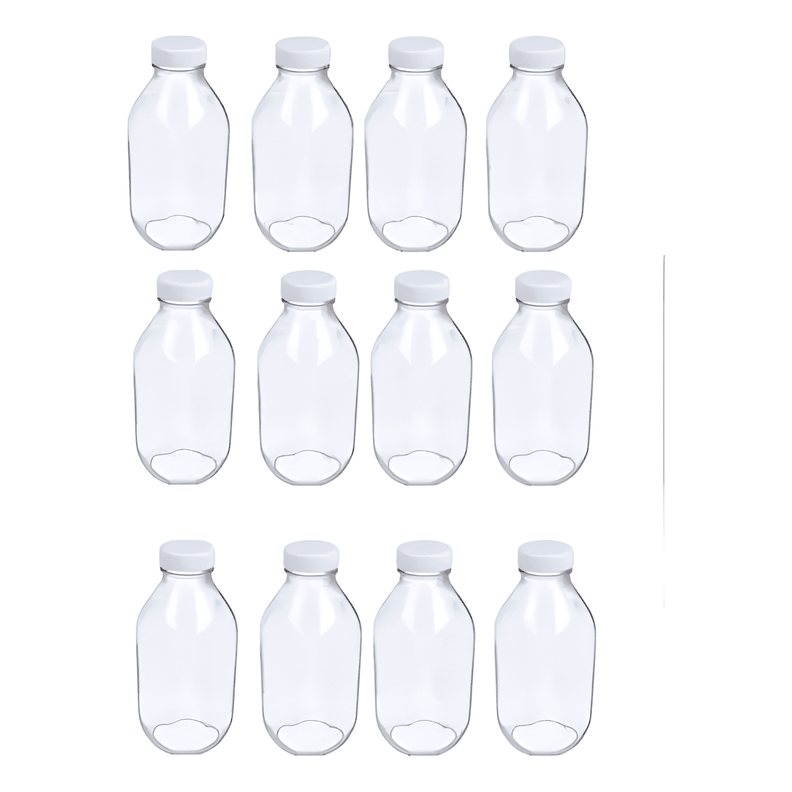 Pack 12 botellas vidrio lechera para jugos 100 ml, blanco