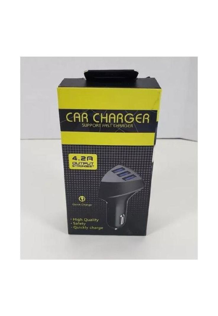 Cargador rápido auto para teléfonos triple USB 4.2A negro-2