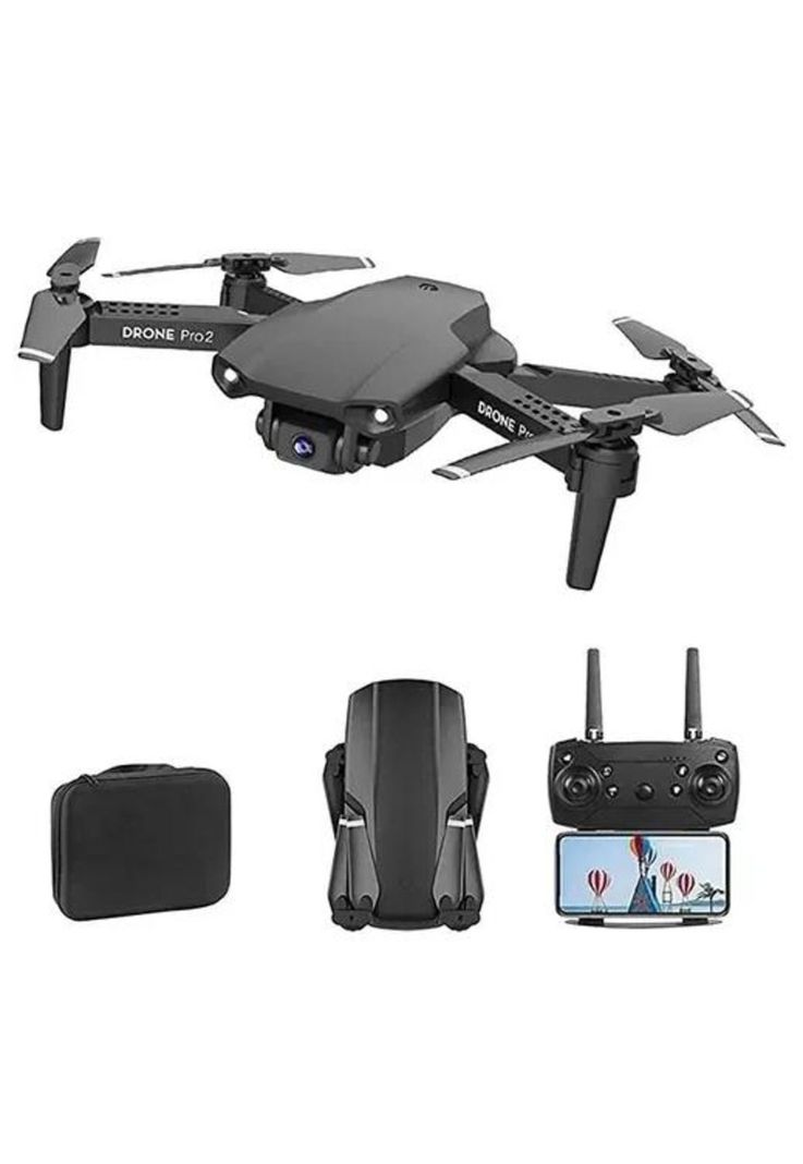 Dron con doble cámara ajustable FPV plegable negro-0