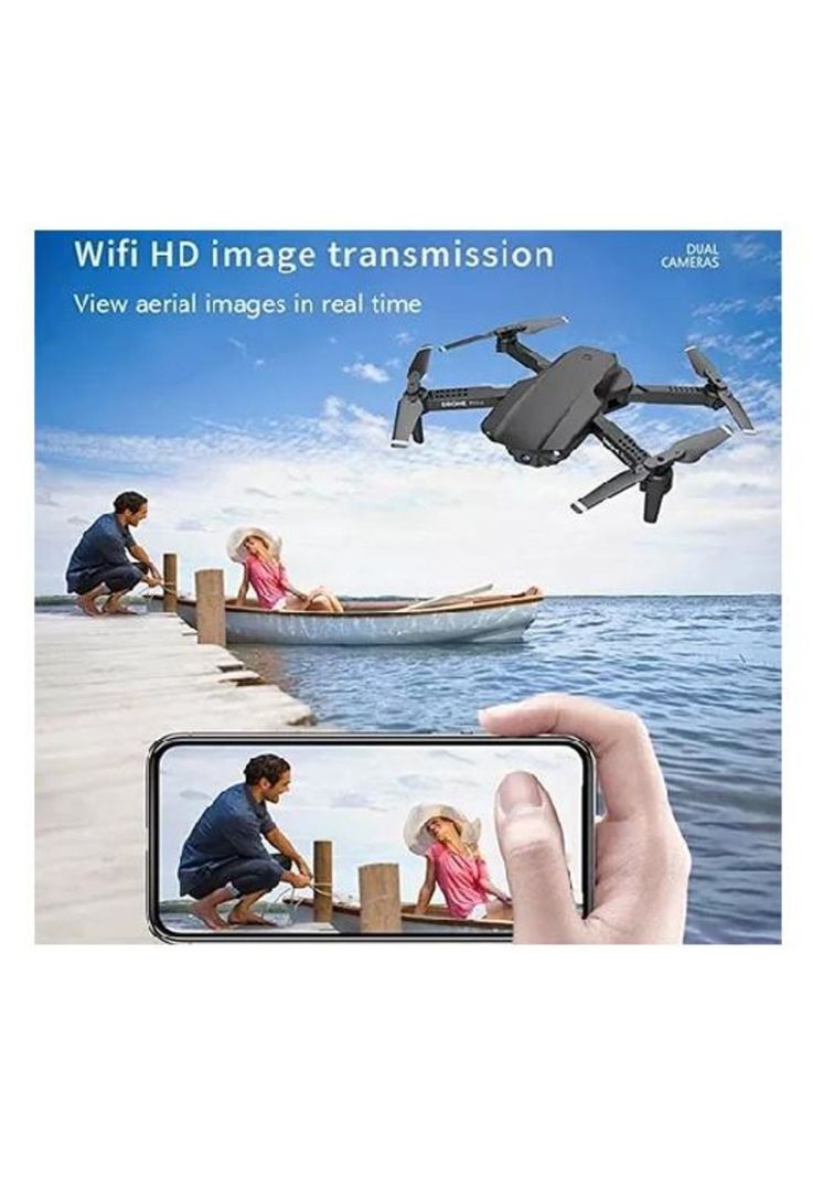 Dron con doble cámara ajustable FPV plegable negro-1