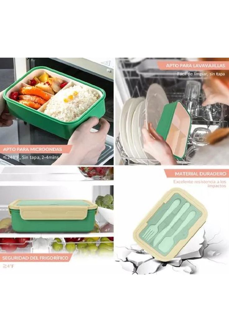 Bolso Lonchera Térmica Escolar Set 28 Pzs para Niños - Portátil - Color Verde-5