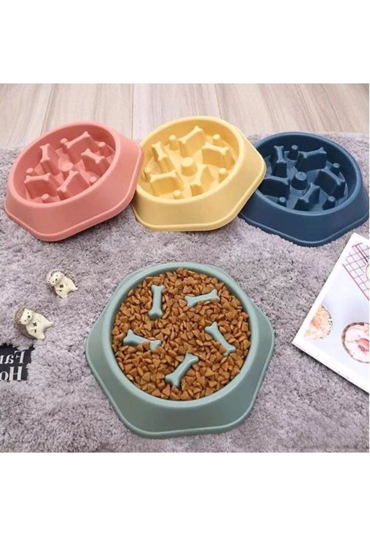 Plato Anti Ansiedad - Come Lento para Perros, Mascotas, Color Turquesa-2