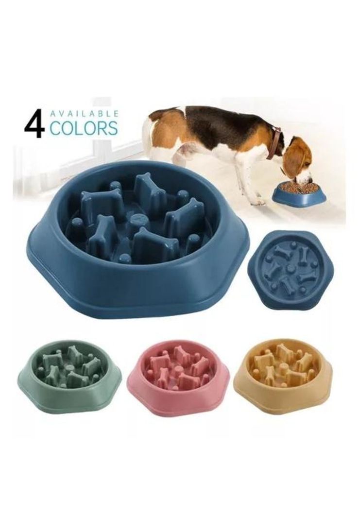Plato Anti Ansiedad - Come Lento para Perros, Mascotas, Color Turquesa-3