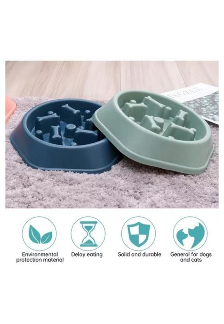 Plato Anti Ansiedad - Come Lento para Perros, Mascotas, Color Turquesa-4