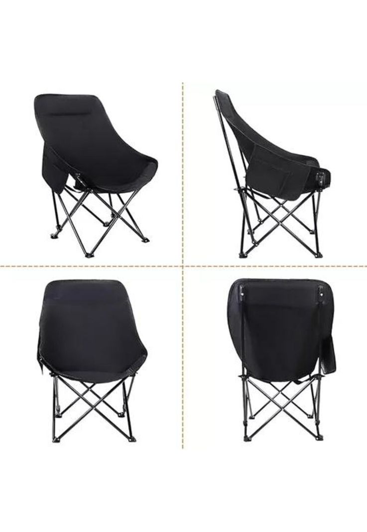 Silla plegable de camping con bolso portátil negra-1