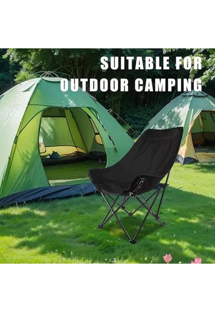 Silla plegable de camping con bolso portátil negra-5