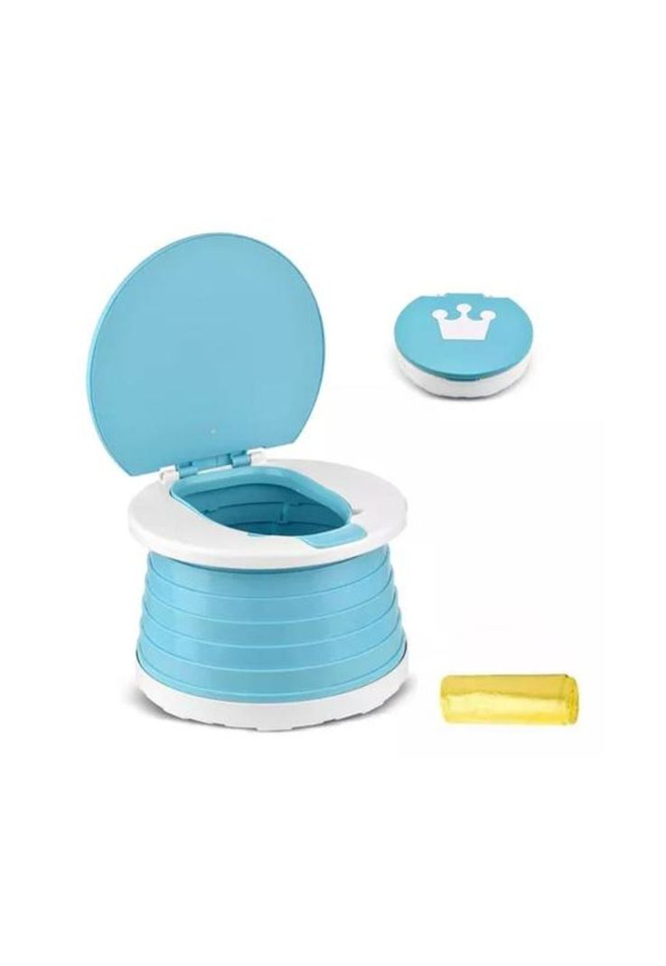Pelela plegable baño inodoro portátil color celeste-2