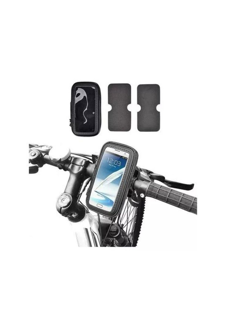 Porta soporte de celular para bicicleta y moto, impermeable, color negro-0