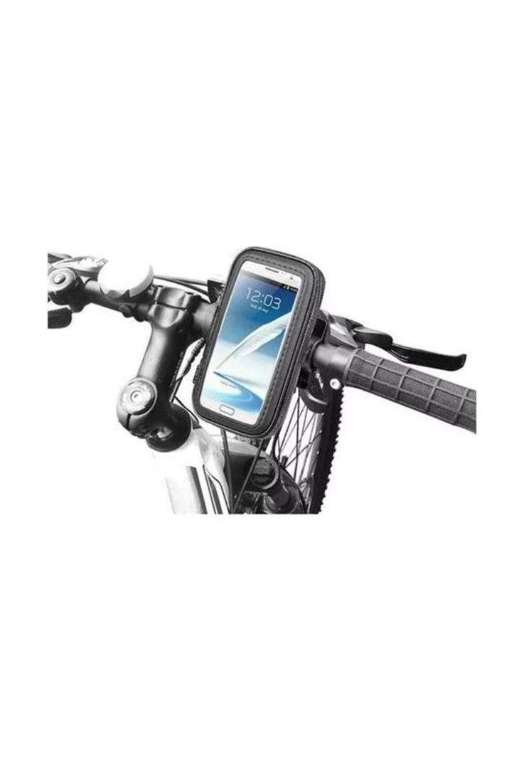 Porta soporte de celular para bicicleta y moto, impermeable, color negro-1