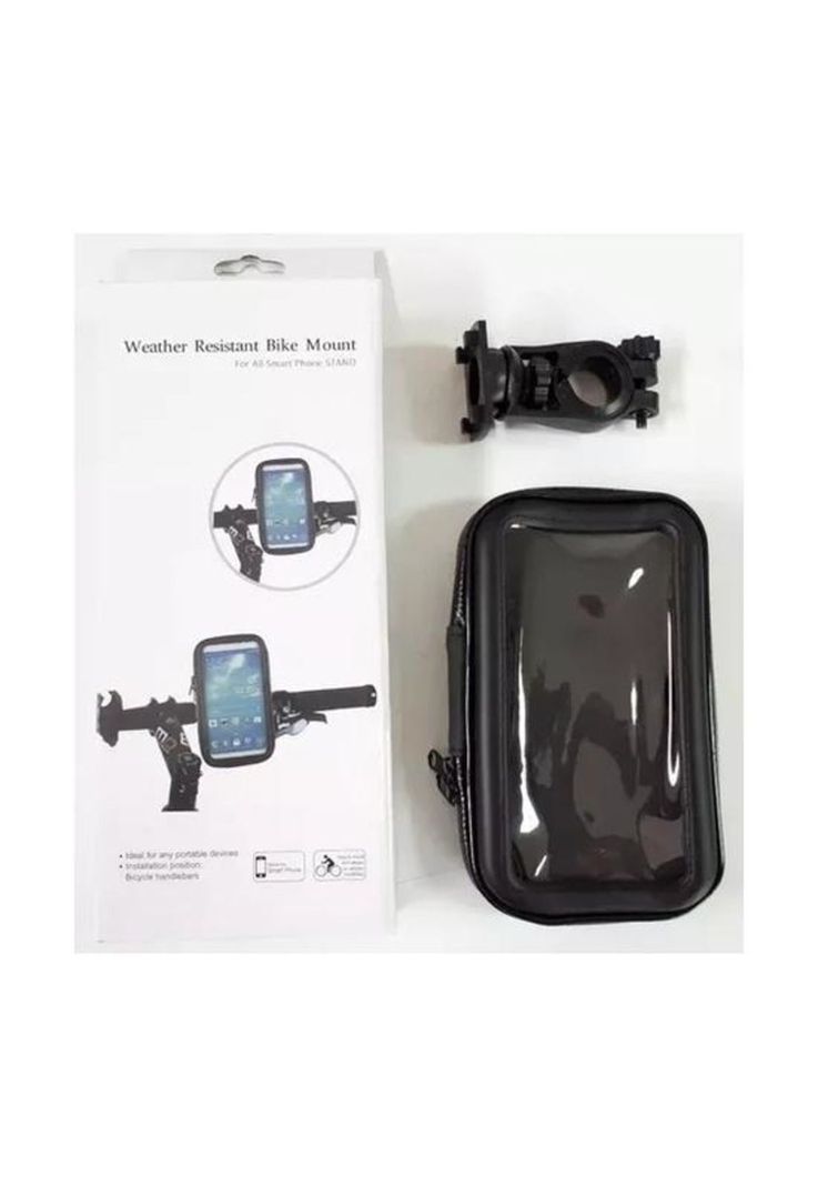 Porta soporte de celular para bicicleta y moto, impermeable, color negro-5